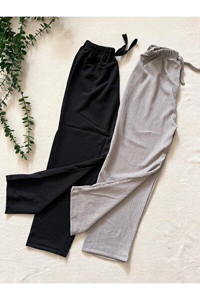 Çalışkan Çocuk KIZ ÇOCUK BÜRÜMCÜK LASTİKLİ UZUN PANTOLON 2'Lİ SET [ [açıklamada uzunluk bilgileri mevcuttur]