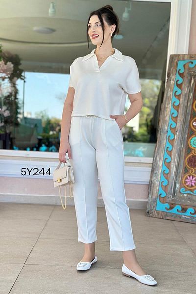İnce Topuk Polo Neck Modal Fabric Grass Suit 5Y244