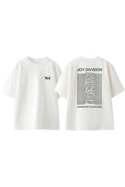 THEWERT Μπλουζάκι Joy Division Pleasures Design Πίσω Βαμβακερό λευκό μπλουζάκι Oversize