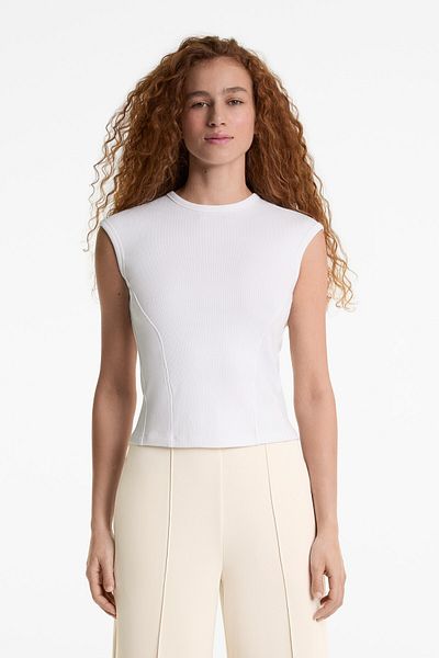 Oysho Short-sleeved rib top with cotton and modal