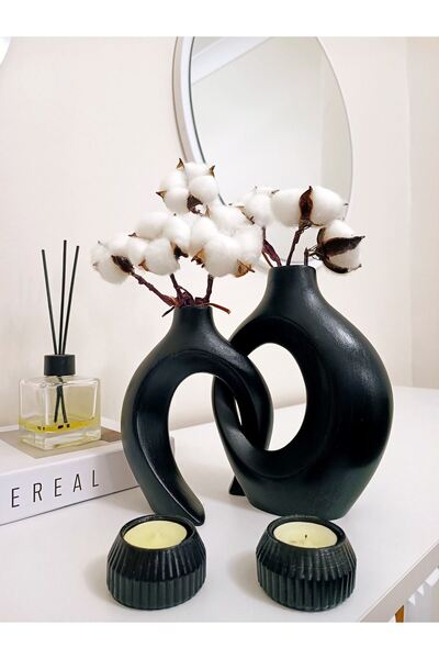 Home 2'li Sarmaşık Sevgili Vazo, Mumluklu Vazo Set, Modern Tasarım Dekoratif ...