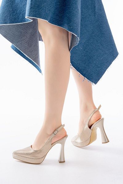 Aymood B-2101 Pantofi cu toc cu model de șarpe cu spatele deschis zilnic