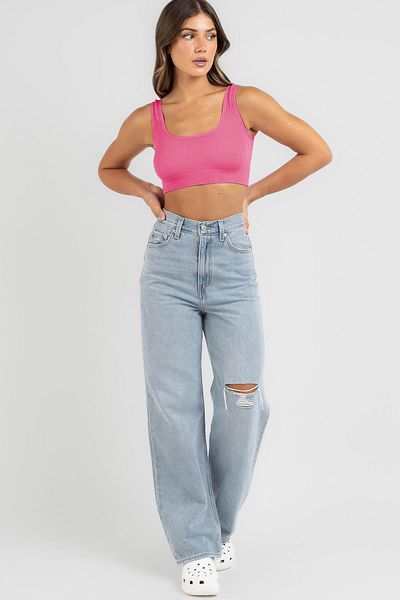 Madmext Pink Strappy Basic Crop Top blúzka Mg1757