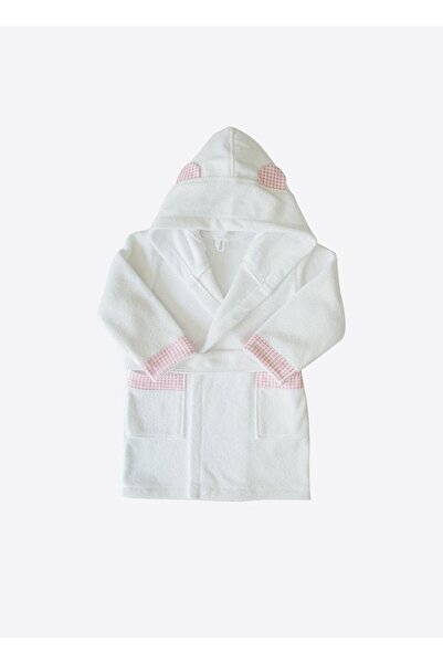 kitikate Organik Drm Bornoz Beyaz Pembe