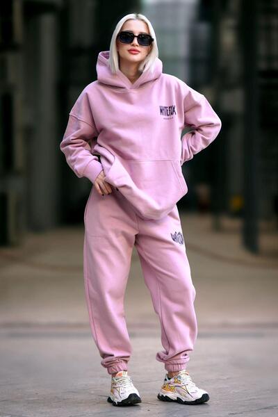 Madmext Szárított rózsa kapucnis női tréningruha szett MG1917