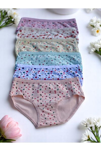 Kossiga 6 Pack Girls' Patterned Cotton Premium Quality Panties Underwear
