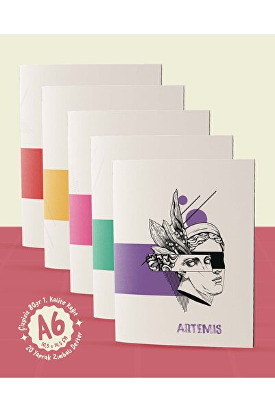 POSTERİFY Mythological Heroes Collection - A6 Staple Stitched 5 Mythology Themed Notebooks - 10,5X14,5 cm