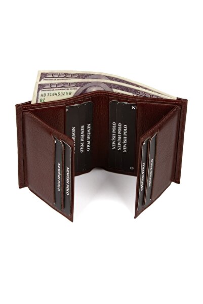 Newish Polo Men's Genuine Leather Wallet and Card Holder - Brown