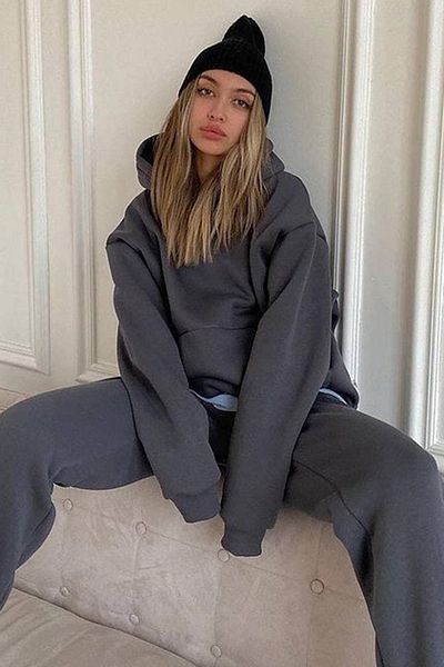 Madmext Smoked kapucnis Oversize női tréningruha szett Mg1609