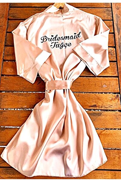 bridebyvictoria (We Write Your Name) Bridesmaid Dressing Gown Bridesmaid Dressing Gown Mink Powder Color Bridal Dressing Gown