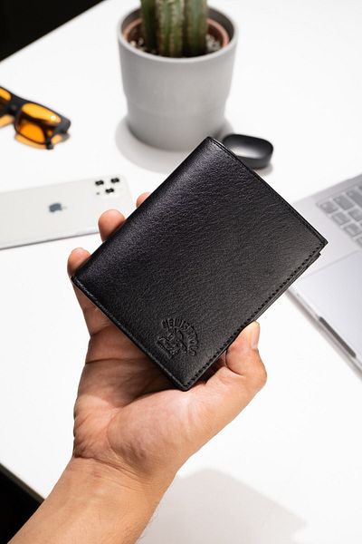 Newish Polo Ανδρικό Γνήσιο Δερμάτινο Πορτοφόλι και Θήκη Κάρτας - Μαύρο