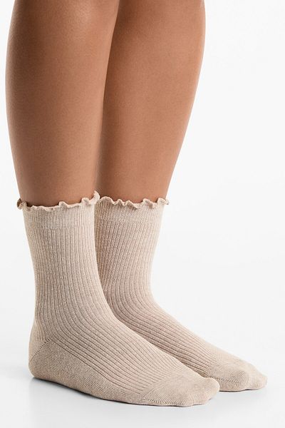 Oysho 2 pairs of cotton blend quarter curling socks