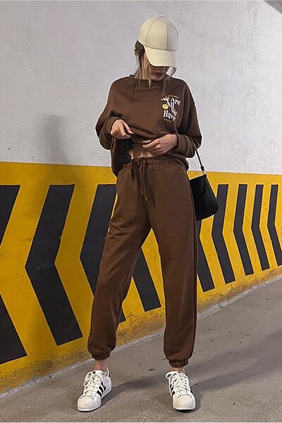 Madmext Mad Girls Kahverengi Kadın Eşofman Takım Mg1278