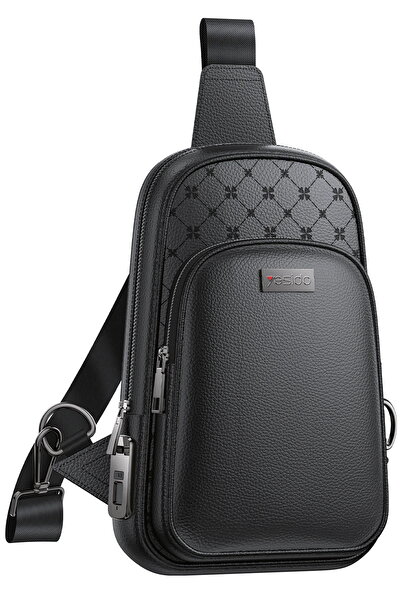 Yesido Fingerprint Reader Metal Lock Safety Precaution Leather Shoulder Bag Wb58