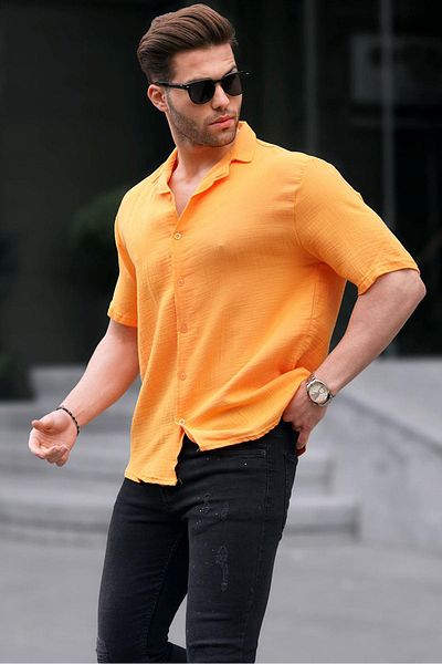 Madmext Gelbes Kurzarmhemd für Herren 6706