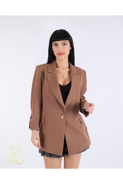 ayriss Kolu Apoletli Atlas Ceket Taba