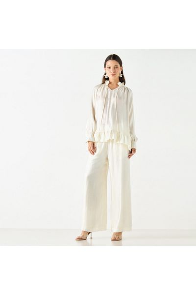 Smart Wide Leg Pants with Flexi Waist and Pockets