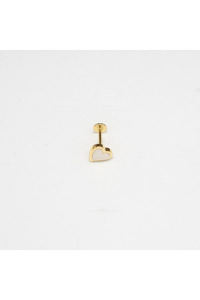 Piercing by Sever White Mined Heart Steel Piercing Gold/Gold Color and Transparent Stone (Targus Helix Conch Flat)