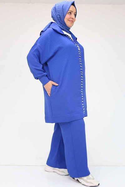 Eslina 57032 Costum pentru bărbați cu fermoar și pantaloni de mărime mare - Saks