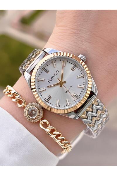 Ferrucci Çelik Kordon Kararma Renk Atma Yapmaz 2 Yıl Garantili Kadın Kol Saat...