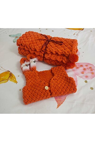 EL YAPIMI Puffy el örgüsü bebek battaniyesi yelek patik set