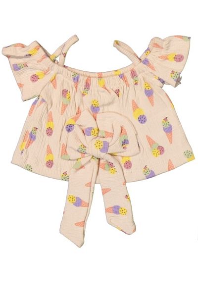 DECO 2-Piece Girl's Set with Printed Bow Bandana Shorts
