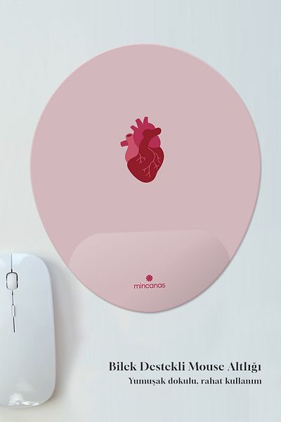 Mincanas Heart Colorful Patterned Oval Mouse Pad with Wrist Support Mouse Pad