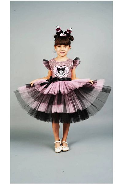 diamondstar Accesoriu Coroana Kuromi Rochie pentru fetita de aniversare imprimata cu paiete 3/10 ani