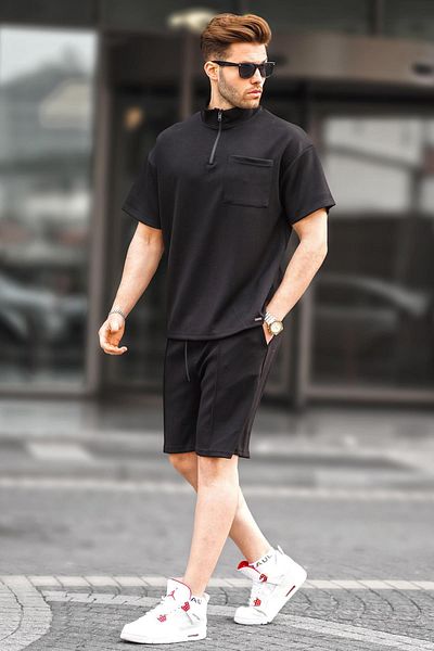 Madmext Μαύρο ανδρικό σορτς με φερμουάρ 5947