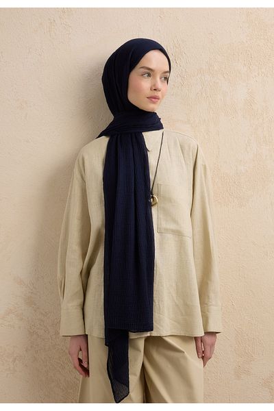 Fresh Modal Krinkil Shawl Navy Blue
