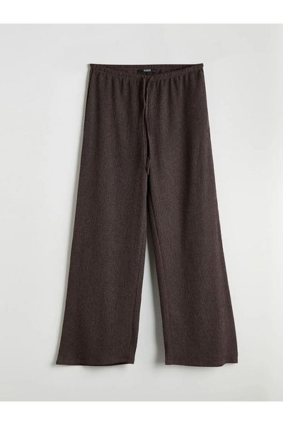 LC Waikiki XSIDE Pantaloni de damă maro cu talie elastică texturată