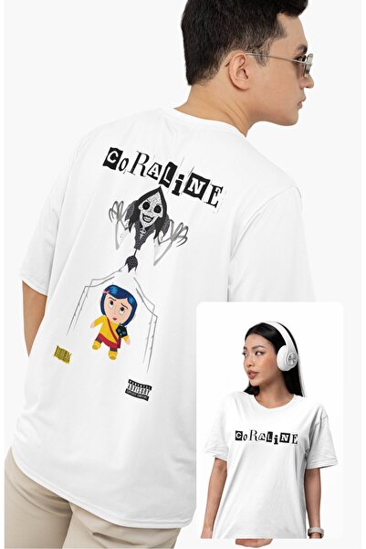 Fuddy Moda Unisex majica Coraline Back Štampano, Oversize kroj filmska tema T...