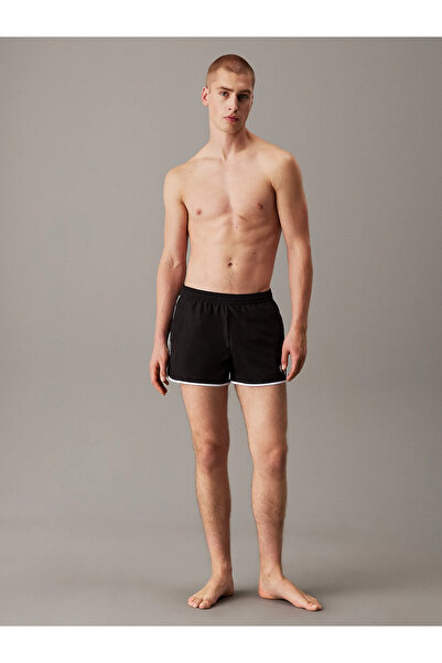 Calvin Klein Erkek File Astarlı Elastik Bel Bantlı Yan Cepli Hızlı Kuruyan Siyah Mayo