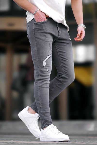 Madmext Smoked Ripped Detailed Skinny Fit pánské džíny 6887