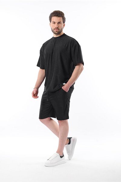Madmext Schwarzes Shorts-Set mit Rundhalsausschnitt für Herren 5949