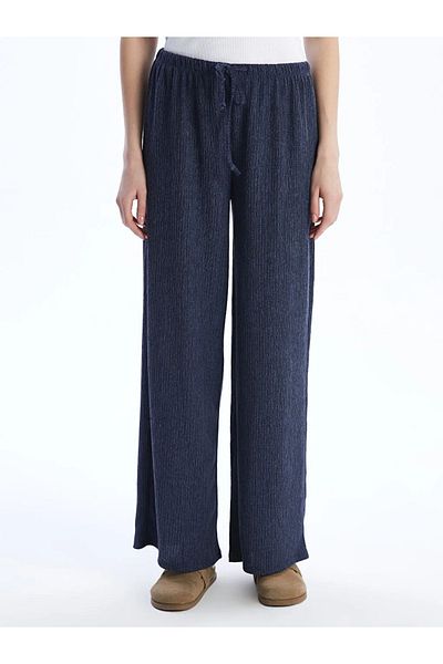 LC Waikiki XSIDE Indigo Women's Textured Pants with Elastic Waist