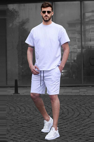 Madmext Bílé pánské kraťasy Basic Set 5920