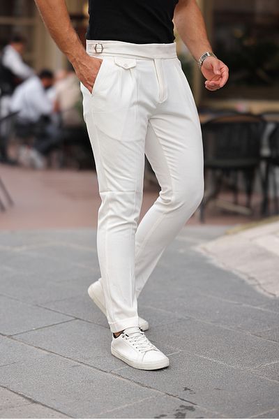 BASEL.CO Belt Detailed Belted Old Money Fabric Trousers