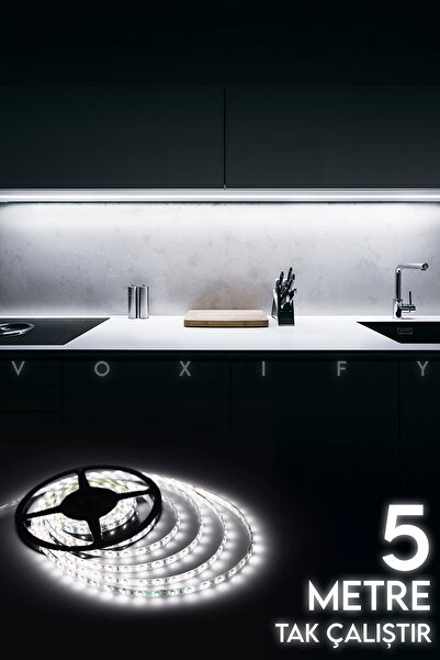 Voxify 5 Metre Mutfak Tezgah Altı Led Aydınlatma Adaptörlü Tak Çalıştır Aydın...