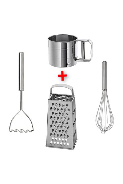 IKEA Grater, Flour Sieve, Potato Masher, Beater, 4-Piece Kitchen Tool Set, Cooking Tools