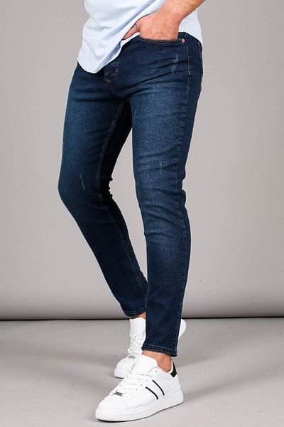 Madmext Blue Grinded Skinny Fit Blugi pentru bărbați 6321