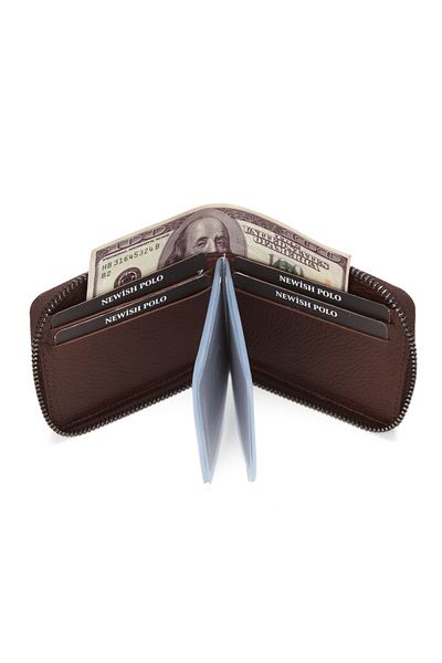 Newish Polo Men's Genuine Leather Wallet and Card Holder - Brown