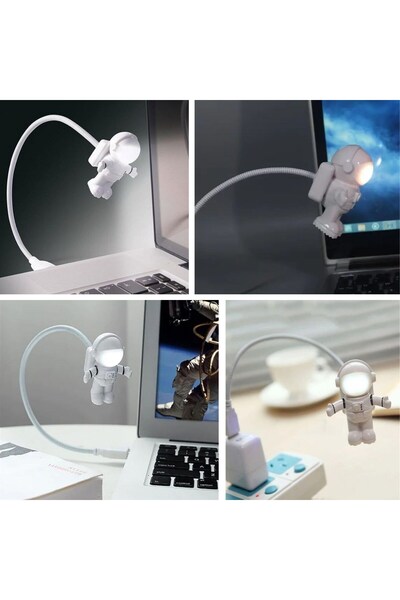 WiderMarkt USB Astronot Gece Lambası - Esnek Boyunlu LED Okuma Lambası, Lapto...