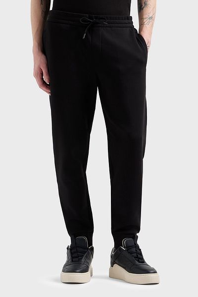 Armani Exchange Ανδρικό βαμβακερό μαύρο παντελόνι με κανονική εφαρμογή και ελαστική μέση και πόδι XM000373 AF10818-UC001