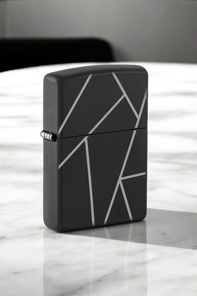 nesnelgift Kırık Çizgiler Desenli Metal Benzinli Çakmak