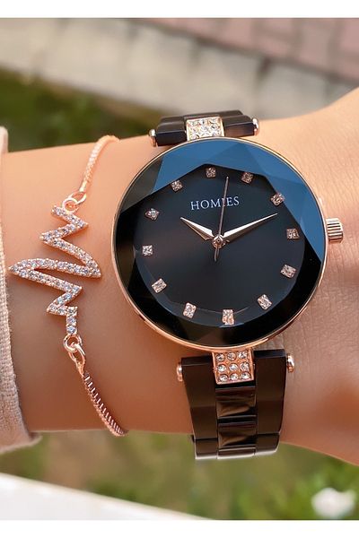 Homies Brand Rose Black Color Women's Wristwatch