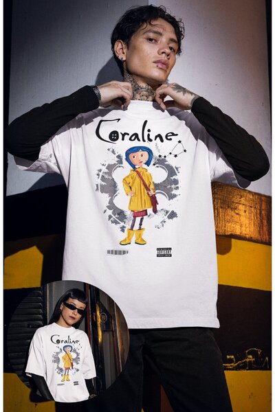 Fuddy Moda Oversize kroj Coraline Sa printom karaktera T-shirt , unisex majic...