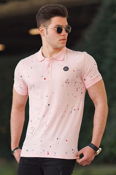 Madmext Μπλουζάκι με λαιμόκοψη Polo Print Spray Print 4583