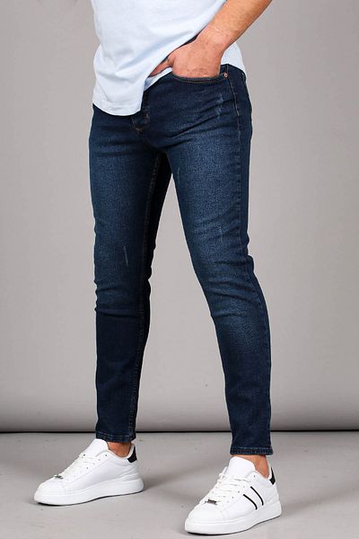 Madmext Blue Grinded Skinny Fit Blugi pentru bărbați 6321