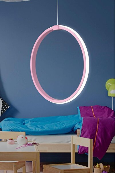 DEFNE AVİZE Rings Pembe Tekli Sarkıt Led Günışığı Ultra Ledli Salon Mutfak Od...